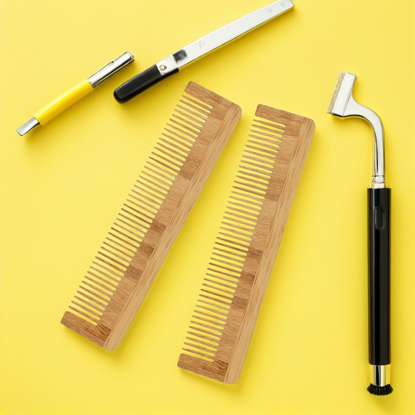 Men'S Beard Grooming - 12 Stück Einweg-Holz-Bartkämme, Bambus-Taschenkamm, breitzinkiger Haarentwirrer,
