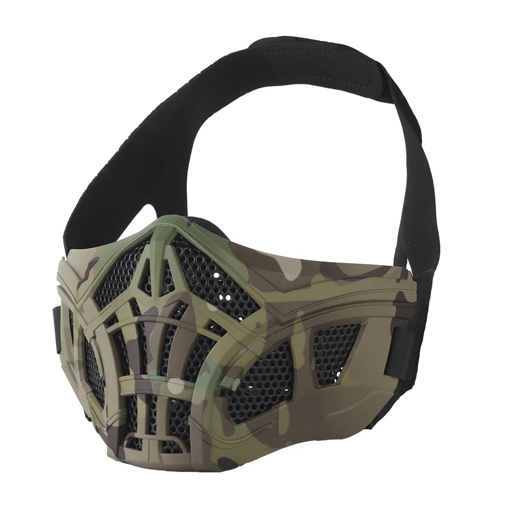 Face Wash Mens - Taktische Airsoft-Halbgesichtsmaske, inneres Silikon-Design, atmungsaktive Halloween-Mesh-Masken
