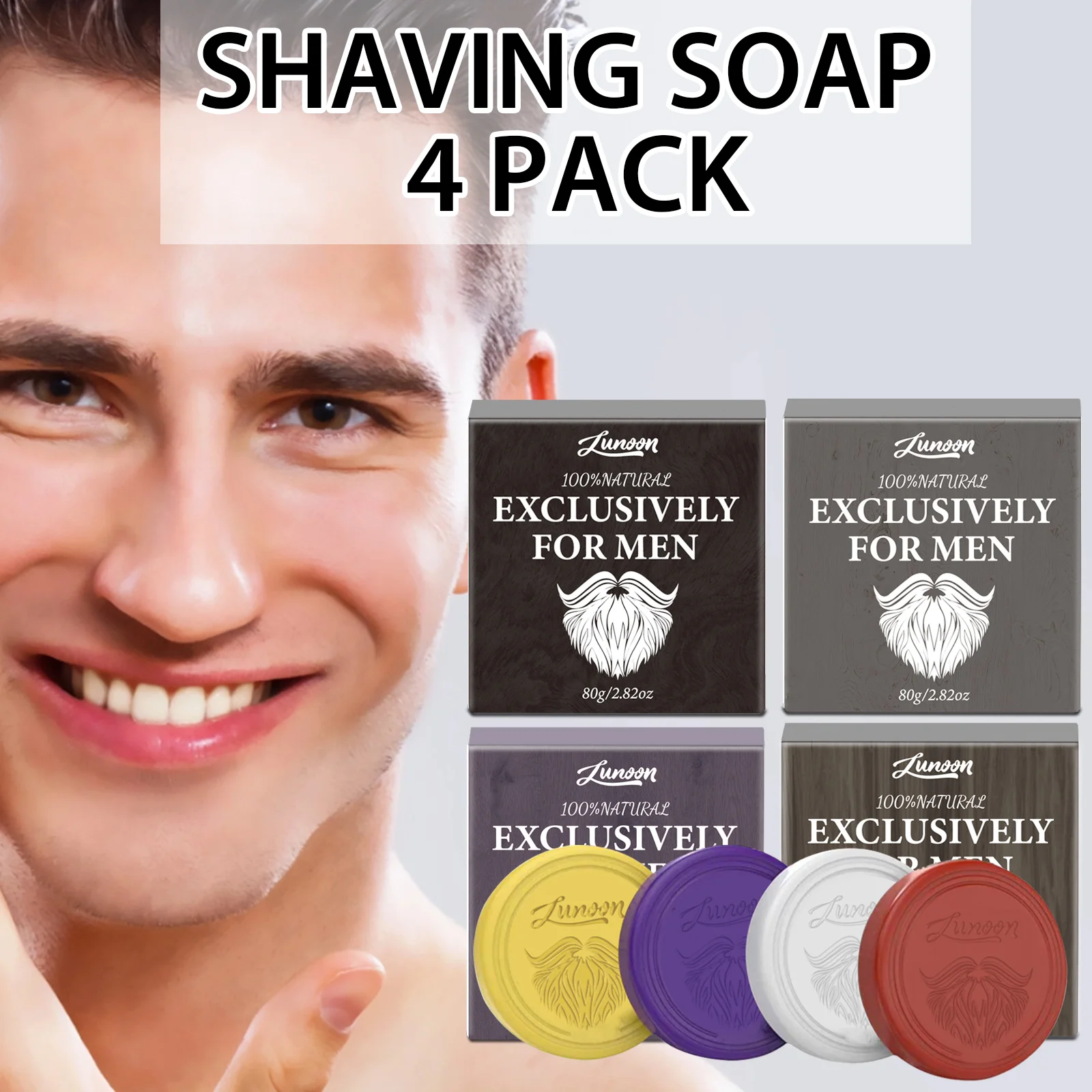 Men'S Beard Grooming - 4/1 Stück Herren-Rasierseife, handgemacht, geschmeidige Textur,