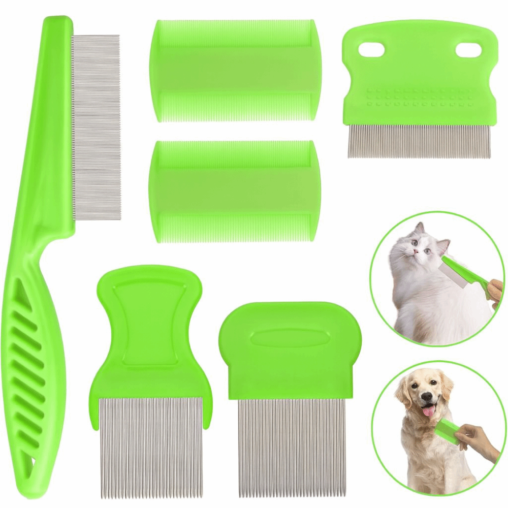 Comb Fine Tooth - 6-teiliges ABS-Flohkamm-Set, feinzinkiger Läusekamm für schnelle